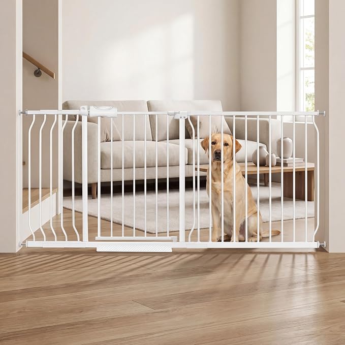 HOOEN Extra Wide Baby Gates 67-71.5 Inch Child Safety Gates for Stairs Doorways Hallway Indoor Pressure Mounted Walk Through Gate for Kids or Pets