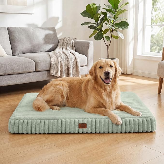 Orthopedic Dog Bed for Large Dog, Waterproof Pet Bed,Non-Slip Bottom and Egg-Crate Foam with Removable Washable Cover Crate Bed,Green,36"x27"x3"