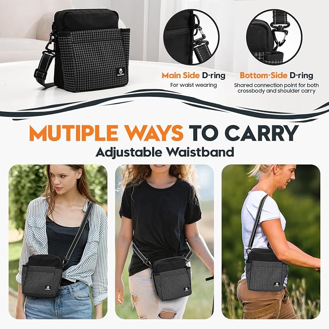 Dog Training Treat Pouch, Magnetic Treat Fanny Pack for Walking, Crossbody Dog Walking Bag with Poop Bag Dispenser, Clicker & Collapsible Bowl - Black