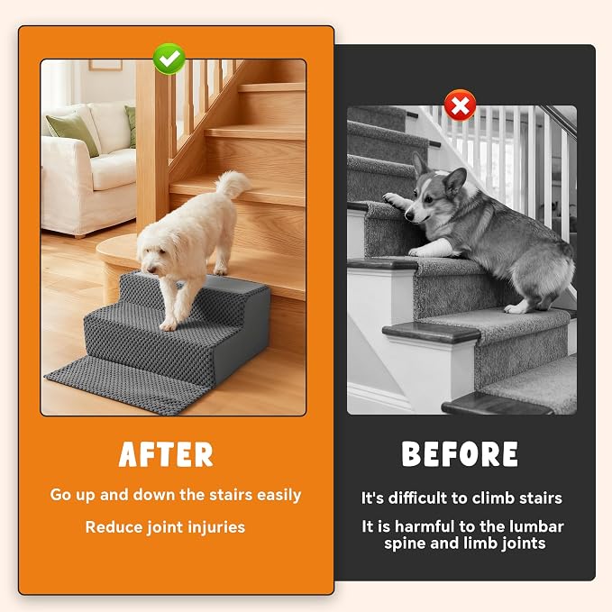 ROYALAY Stair Wedges for Small Dogs, Crystal Velvet Ramps for Dogs Over Stairs, Pet Ramp to Get on Bed with Strong Support for Injured & Aged Pets, 4 pcs