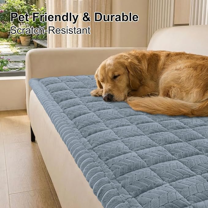 Smiry Couch Cover for Dogs, Non Slip Fuzzy Pet Sofa Covers Washable for 2-3 Cushion Couch, Soft Thick Furniture Protector for Cats Dogs, Against Fur, Dirt, Scratch Resistant (Haze Blue, 27.6"x59")