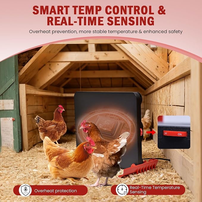 150W Chick Brooder Heater Plate, 2-in-1 Adjustable Radiant Brooder Plate for Chicks & Poultry, Smart Thermostat, 16"x11", Safe & Energy Saving, Ideal for Brooders & Small Chicken Coops