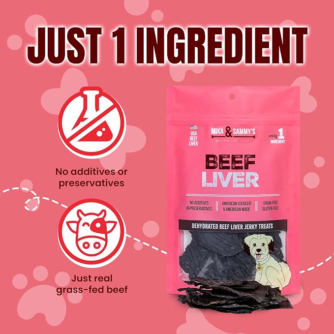 Mika & Sammy's Gourmet Beef Liver Jerky Dog Treats Made in the USA. (Beef Liver 12 Oz)