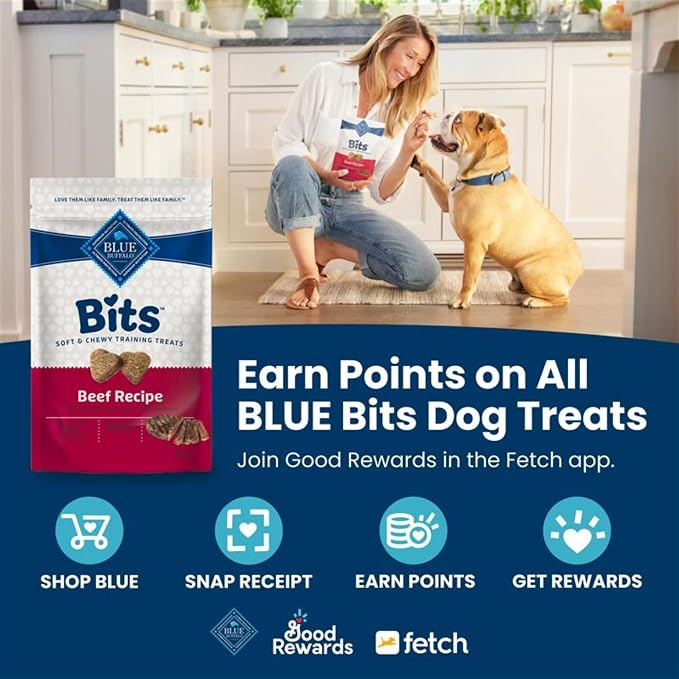 Blue Buffalo Bits Soft Dog Treats for Training, Made with Natural Ingredients & Enhanced with DHA, Chicken Recipe, 4-oz Bag, (Pack of 6)