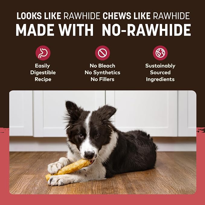 Earth Animal No Hide Chews - from the Grill Rolls Bacon Cheeseburger Flavor Rawhide Free Medium Dog Chews - 3 Count