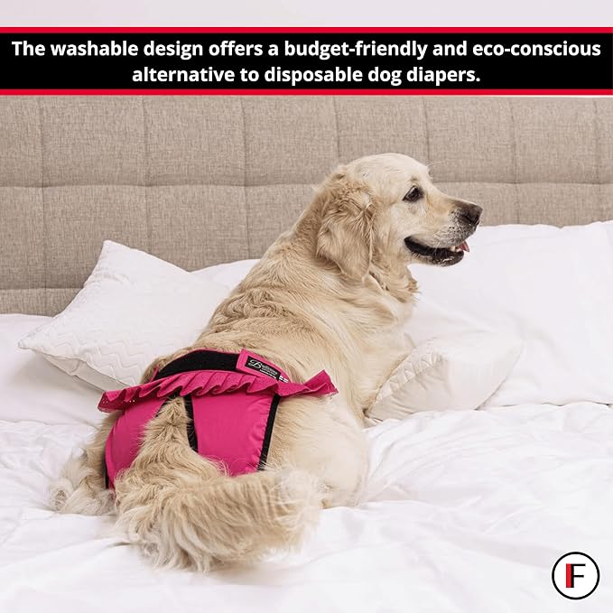 FINNERO Ballerina Dog Diaper – Washable, Reusable, Leak-Proof – Heat, Period & Urine Incontinence Protection – Comfortable, and Stylish Design – Adjustable Fit for Female Dogs – XXS, Dark Pink