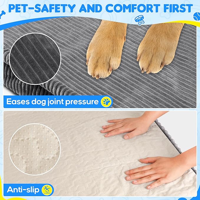 Dog Car Bed, Non-Slip Backseat Extender Pet Mat, Removable Washable Dog Bed for SUVs, Sedans & Trucks, Anti-Slip Travel Bed for Dogs, Easy Clean & Scratch-Proof & Comfort 56" Lx28.7 M×2" H Dark Gray