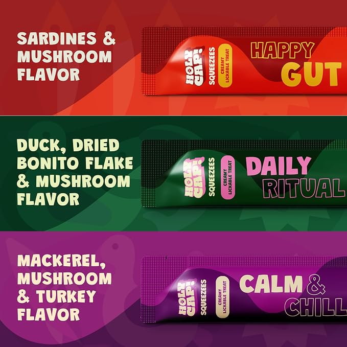 Variety Pack Grain-Free Lickable Cat Treats 15 Squeezable Purée Tubes (0.5 oz Each), Daily Ritual, Happy Gut & Calm & Chill Flavors, Creamy Cat Purée with Clean Ingredients