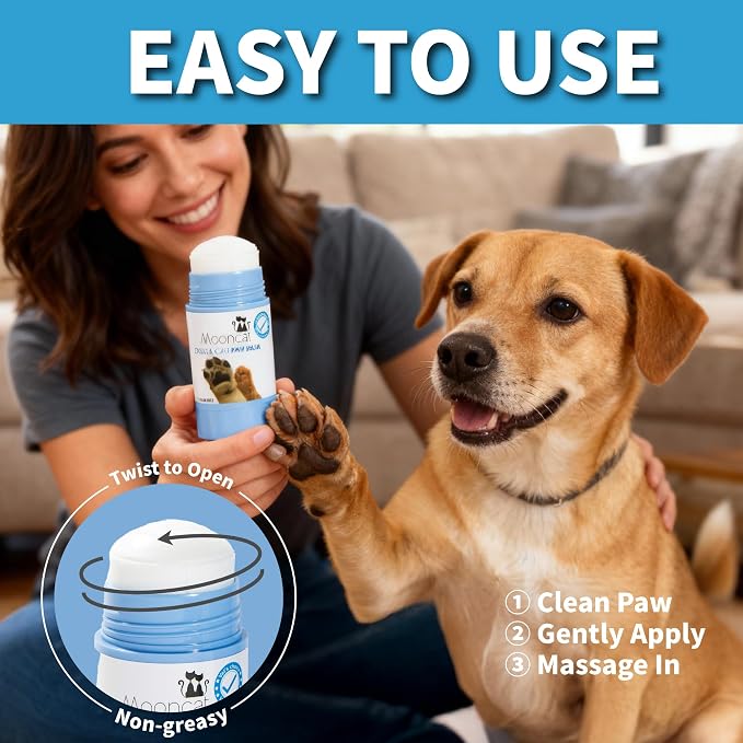 Mooncat Pet Paw & Ear Care Bundle – Natural Dog Paw Balm for Dry Nose and Cracked Pads with Jojoba Oil, Aloe & Vitamin E (2oz) + Cat & Dog Ear Cleaner Wipes for Wax & Dirt Removal, Odor Control & Dail
