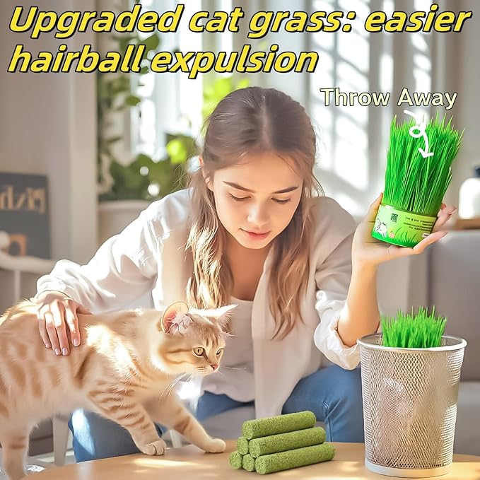 Cats Toy 18Pcs Cat Grass Treat Freeze Dried Catnip Stick Kitten Chew for Removal Hairballs Kitty Dental Care for Cleaning Teeth Indoor Snack