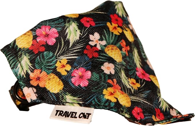Travel Cat Navigator Carrier Bag with Hawaiian Bandana Collar - Premium Cat Backpack for Hiking and Travel, Stylish Outdoor Pet Accessories