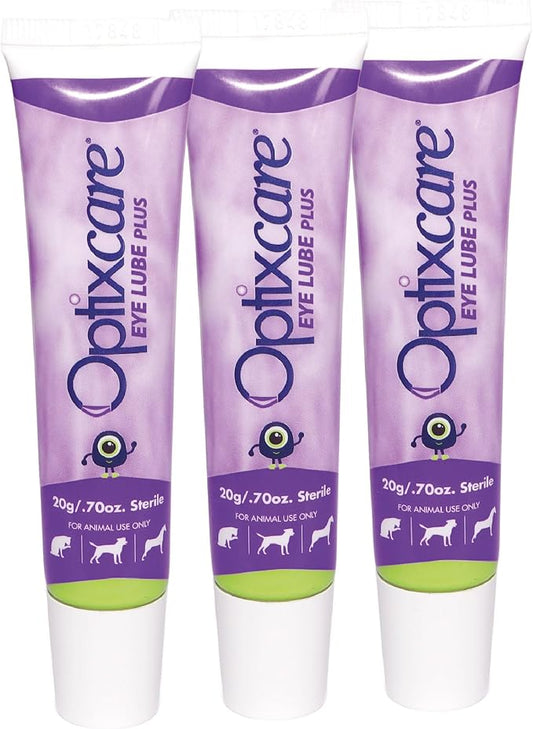OptixCare Eye Lube Plus + Hyaluron 20g for Dog Cat Horses, Pack of 3