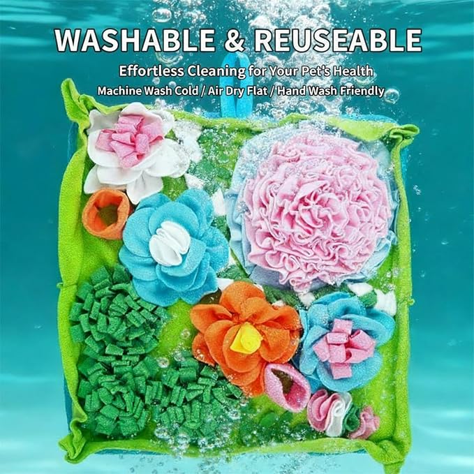 Heavy-Duty Snuffle Mat for Dogs, 19.7" Non-Slip Foraging Mat with Table-Fixing Straps, Interactive Dog Puzzle Toy for Slow Feeding, Mental Enrichment for Large & Small Dogs