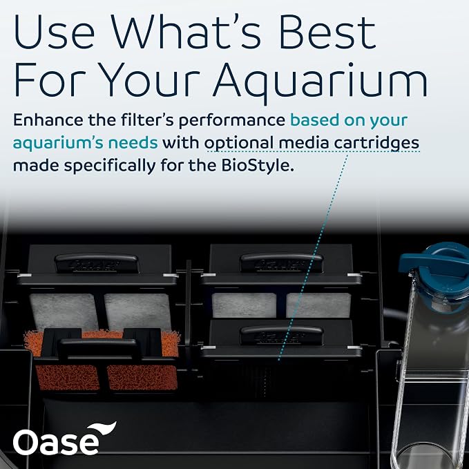 OASE BioStyle Power Filter for Aquariums up to 30 gallons, Multi-stage Filtration, Easy Maintenance, Quiet Hang on Back Filter, Navy Blue