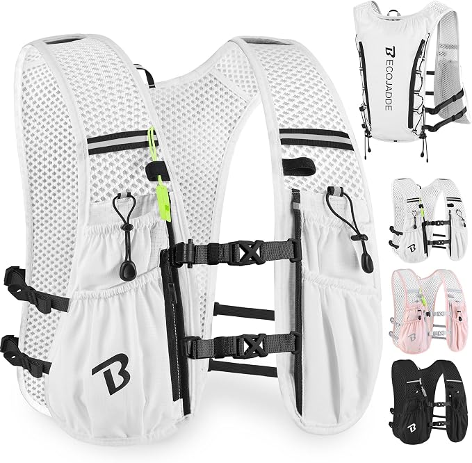 BECOJADDE Running Vest Hydration Backpack for Men Women, 5L Lightweight Running Backpack Hydration Pack for Marathon, Trail, Cycling, Hiking, Jogging