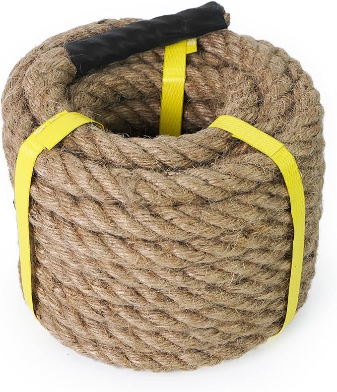 Aoneky Natural Jute Rope 5/8" x 48ft - 4 Strand Twisted Hemp Rope for Crafts, Cat Scratching Post, DIY Home Decor, Macrame, Hammock & Nautical Projects, Brown