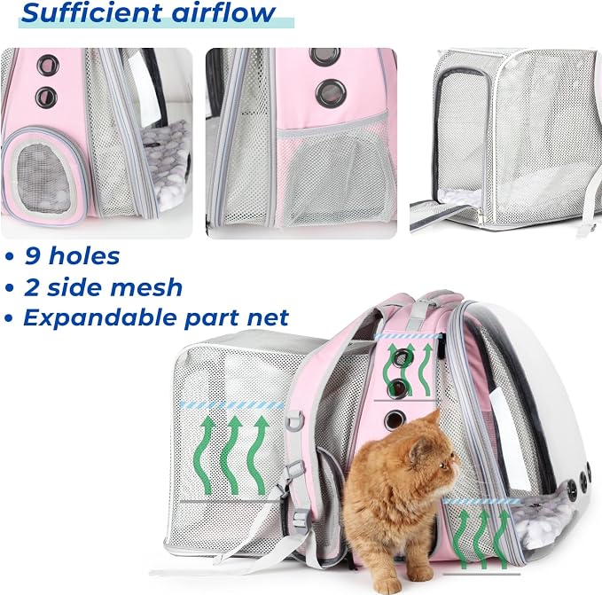 Lollimeow Bubble Expandable Cat Backpack for Puppies and Small Pets with Mini Fan