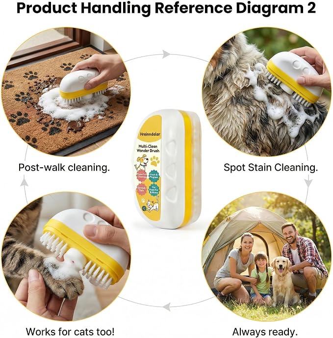 Waterless Dog Shampoo with Grooming Brush|No-Rinse Dry Shampoo&Conditioner with Aloe&Vitamin E|Freshens Fur,Removes Dirt&Eliminates Odor for Dogs and Cats|Also Cleans Pet Toys&Accessories