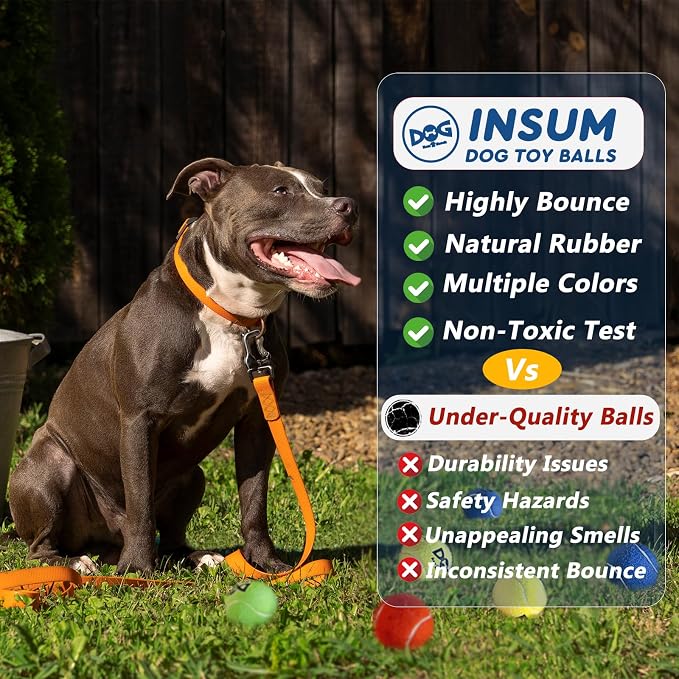 INSUM 20 Pack Small Tennis Balls for Dogs - 2 Inch Squeaky Dog Balls Toys with Mesh Bag, SGS Certified, Durable Non-Toxic, Built in Squeaker, Small Breeds