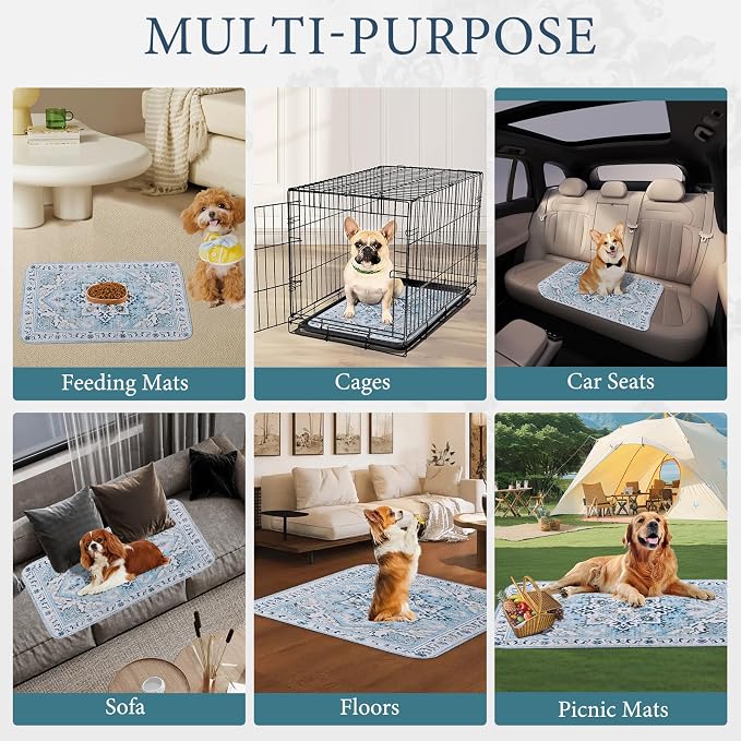 Homimp Washable Pee Pads for Dogs,2 Pack Reusable Puppy Pads Waterproof,Absorbent and Leakproof Dog Pee Pads,Non Slip Puppy Training Pads, Pet Mat for Floor, Crate, Couch, Whelping,Blue, 36"x41"