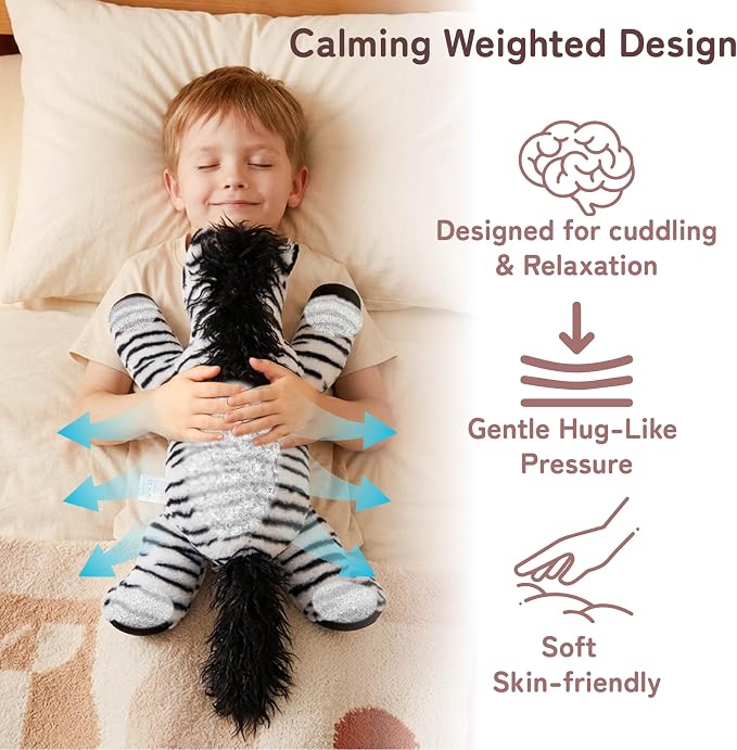 Niuniu Daddy 20" 3.3 lb Weighted Zebra Stuffed Animal for Adults Kids, Giant Large Soft Body Pillow Plush Toy for Sleeping Huggable, Gift for Everyday Comfort