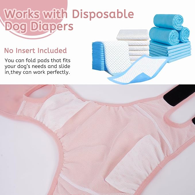 Dog Diapers Female Reusable Washable Period Diaper with Suspender,Adjustable Dog Panties Anti-Harassment, Doggie Diapers for Incontinence, Heat Cycles, or Senior Dogs（XS-XL）
