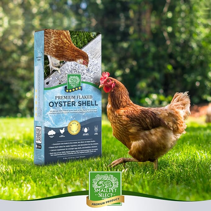 Small Pet Select - 100% Flaked Oyster Shell, Calcium Supplement for Chickens, and Ducks, 5lb (Pack of 2)