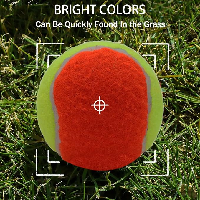 SHYUJAJIE 20 Pack 25%/50%/75% Low Compression Stage Tennis Ball for Beginners Youth Kids Training Practicing Ball with Mesh Bag for Easy Transport
