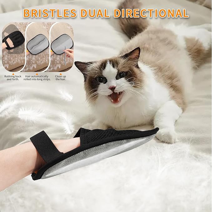 3/4PCS Pet Hair Removal Glove for Cats & Dogs,Upgraded Five-Finger Electrostatic Pet Hair Remover Glove, Reusable Magic Brush Pet Hair Removal Tool for Laundry, Couch, Carpet & Car Seat (black 3pcs)