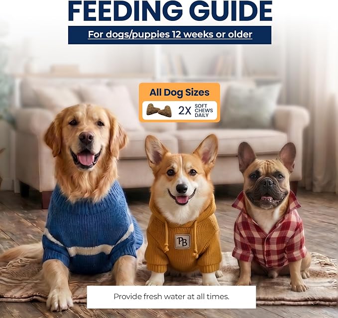 Multivitamin Soft Chews for Dogs Full Body Support 60 Count