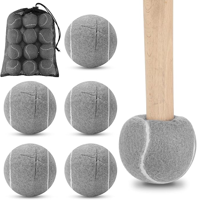 Macarrie 12 Pcs Precut Tennis Balls for Chairs Glide Balls Bulk Chair Leg Floor Protectors Chair Foot Covers with Storage Bag for Furniture Leg Floor Protection