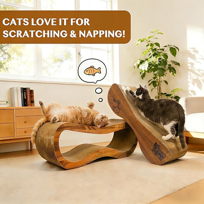 Cat Scratcher, 2 In 1 Cat Scratch Board for Scraching & Napping, Cat Scratchers for Indoor Cats Scratching Post Pad Couch Lounger Cardboard Cat Bed Furniture Protector from Cat Claws, Large 27.44 Inch