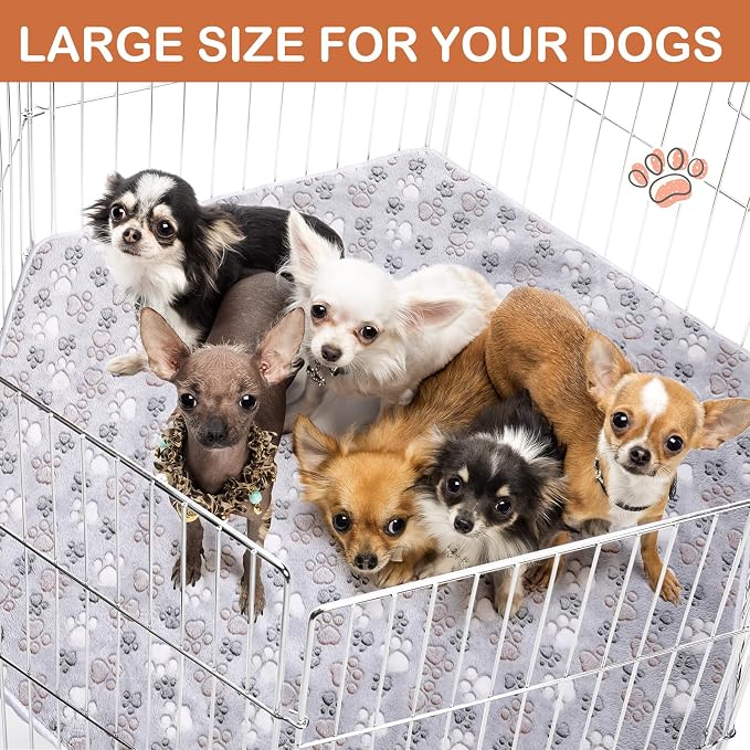 Preboun 4 Pcs 47 in Guinea Pig Playpen Pad Waterproof Hexagon Mat Reusable Dog Playpen Liner for Small Animal Rabbit Cage Tent Pee Pad Washable Yard Fence(Gray Paw)