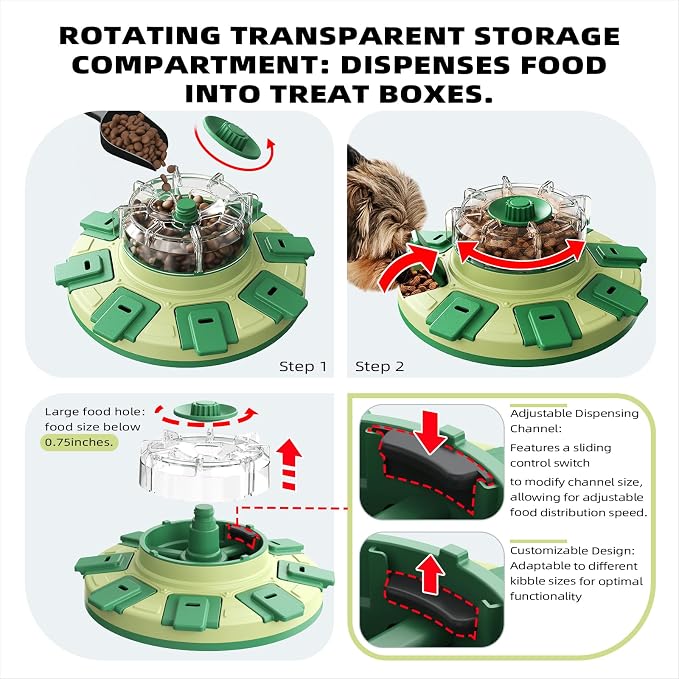 KADTC Dog Puzzle Toy, 2 Levels in 1, Spin-to-Release Treat Dispenser | Spin. Flip. Reward. Adjustable 2-in-1 Puzzle Feeder. Made for Little Paws. Slower Meals. Smarter Play.