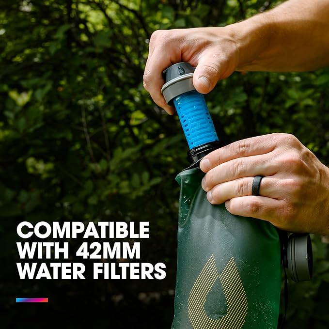HydraPak Seeker - Collapsible Camping Water Storage (4L) - BPA & PVC Free, Hydration Reservoir Bag, Leak Proof - Sutro Green
