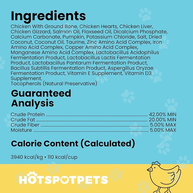hotspot pets Freeze Dried Raw Chicken Meal Toppers for Dogs - Single Protein,All Natural, Grain-Free- Perfect for Training, Topper or Snack - Made in USA - (Chicken Meal Toppers) 1LB Bag (500+ pcs)