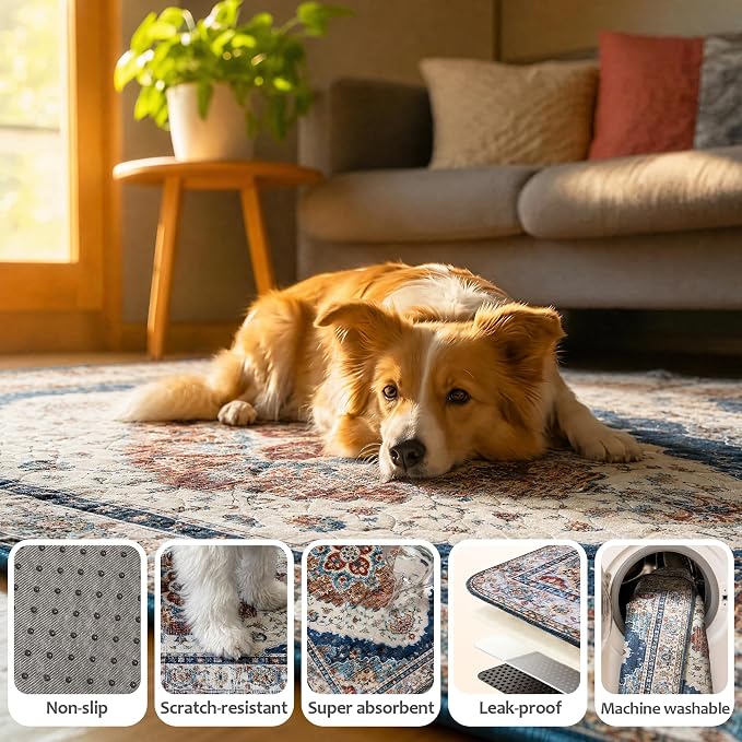 Washable Pee Pads for Dogs, Reusable Puppy Potty Training Pads, Ultra-Absorbent Thick Waterproof Leak-Proof Non-Slip Pads & Mat for Crate, Playpen, Floor, Whelping & Housebreaking , 2 Pack 36"x72"