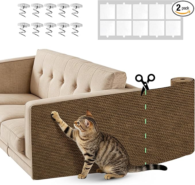 Couch Protector from Cat Claws 78.7" x 15.8" Trimmable DIY Self-Adhesive Cat Scratch Mat for Furniture Couch or Wall Protector, Covering Cat Scratching Post Indoor