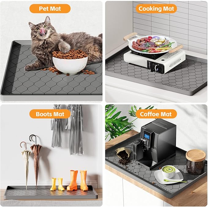 Winisok Silicone Under Sink Mat 37" x 19", kitchen Essentials and Gadgets, Shelf liner and Cabinet Protector, Home Organizers and Storage, Waterproof Bathroom Tray