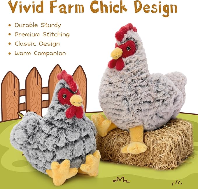 Muiteiur 4 Pack Hen Stuffed Animal Set, 9.8 inch Cute Chicken Stuffed Toy, Hen Plush Bulk for Kids Toddlers Birthday Gifts