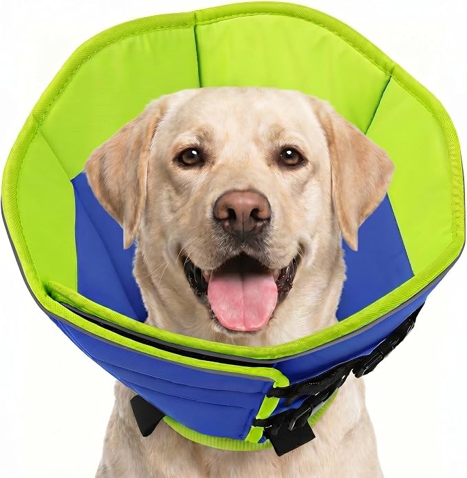 Soft Dog Cone, Adjustable Dog Cone Collar Alternative for Large Dogs, Comfy Pet Cones for Dogs to Stop Licking, Protective E-Collar After Surgery for Wound Healing, Blue XL