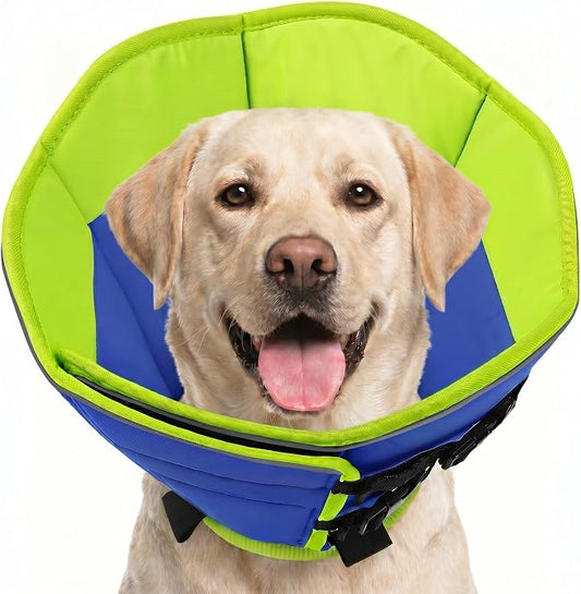 Dog Cone, Soft Cone for Dogs to Stop Licking, Dog E-Collar Alternative After Surgery for Medium Large Dogs, Pet Cones Collar for Wound Healing with Adjustable Buckle, Blue L