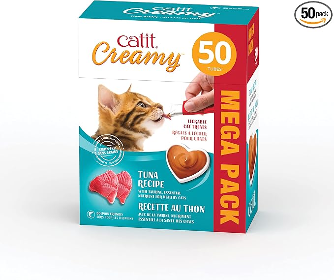 Catit Creamy Lickable Cat Treat, Healthy Cat Treat, Tuna, 50 Pack