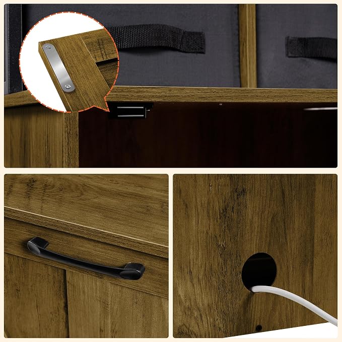 Dwanton Litter Box Enclosure with 2 Storage Shelves and 2 Drawers, 2-in-1 Hidden Cat Litter Box Enclosure Furniture with Shelf, Reversible Entrance, Washable Drawers, 50-Inch, Warm Brown
