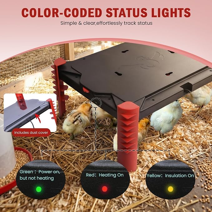 200W Chick Brooder Heater Plate, 2-in-1 Adjustable Radiant Brooder Plate for Chicks & Poultry, Smart Thermostat, 16"x12", Safe & Energy Saving, Ideal for Brooders & Small Chicken Coops