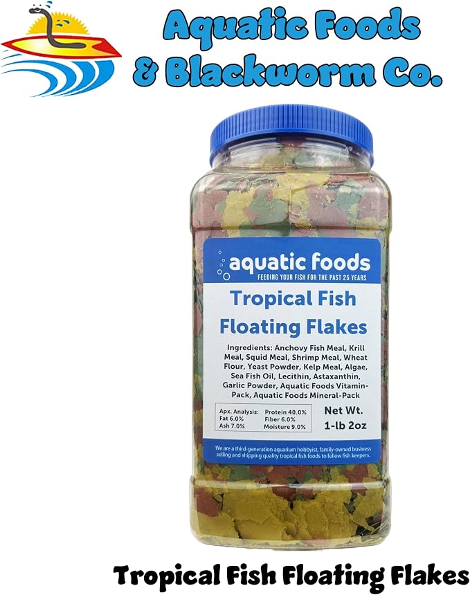 Premium Tropical Fish Flakes, Mix of Krill, Color Enhancing, Spirulina Flakes for Cichlids, Angels, Goldfish, All Tropical Fish Also Pellet Mix, Wafer Mix Included…1-lb 2oz