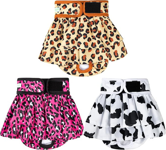 wegreeco Dog Diapers Female (3 Pack), Highly Absorbent Puppy Doggie Dog Diapers for Period, Washable Doggy Diapers for Dogs in Heat, Incontinence, or Excitable Urination (Cow Pattern, X-Large)