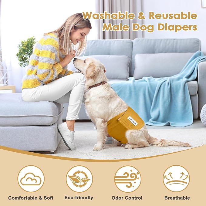 5 Pack Dog Diapers Male Reusable Belly Bands Washable for Large Male Dogs, High Absorbency for Puppy & Doggy, Size XXL