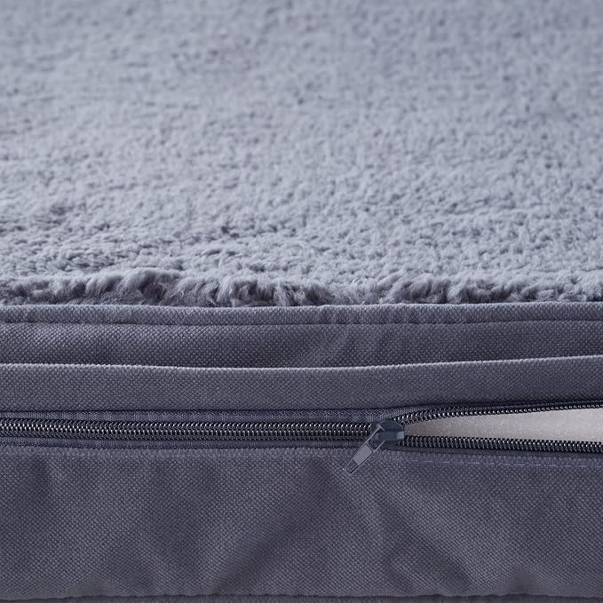 Happy Hounds Oscar Rectangle Orthopedic Foam Sherpa Dog Bed, Small (36 x 24 in.), Prussian Blue