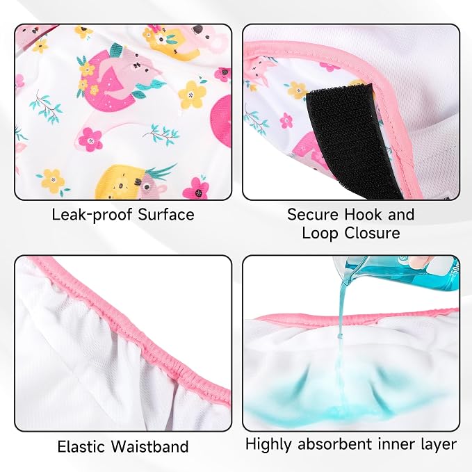 5 Pack Reusable Diapers for Doggie, Highly Absorbent Dog Diapers Female for Pet with Incontinence or Frequent Urination, Large Dog Diapers Female, Cute Koala Pattern